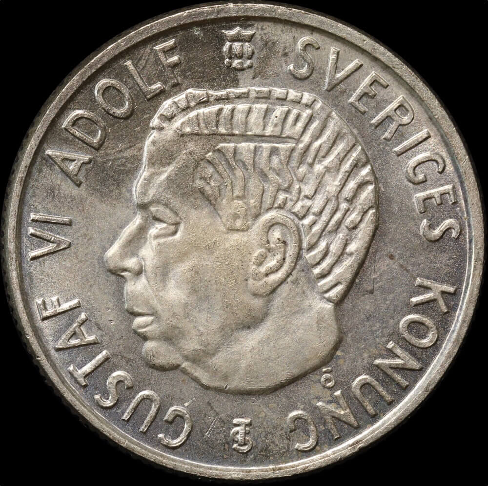 Sweden 1961 Silver 2 Kronor Gustaf VI Adolf KM#827 Uncirculated product image