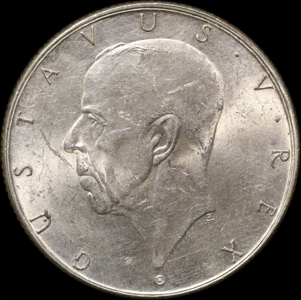 Sweden 1938 Silver 2 Kronor Gustaf V KM#807 Uncirculated product image