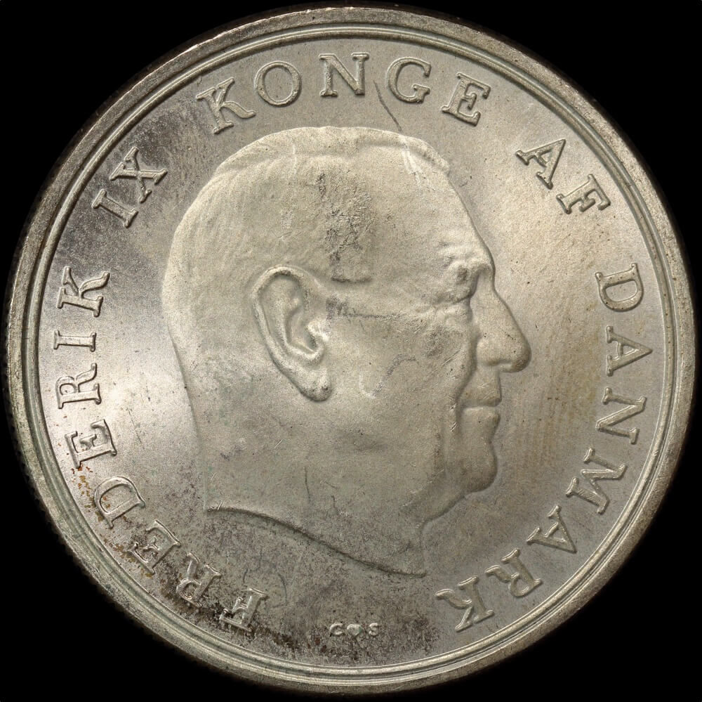 Denmark 1964 Silver 5 Kroner Frederick IX KM#854 Uncirculated product image