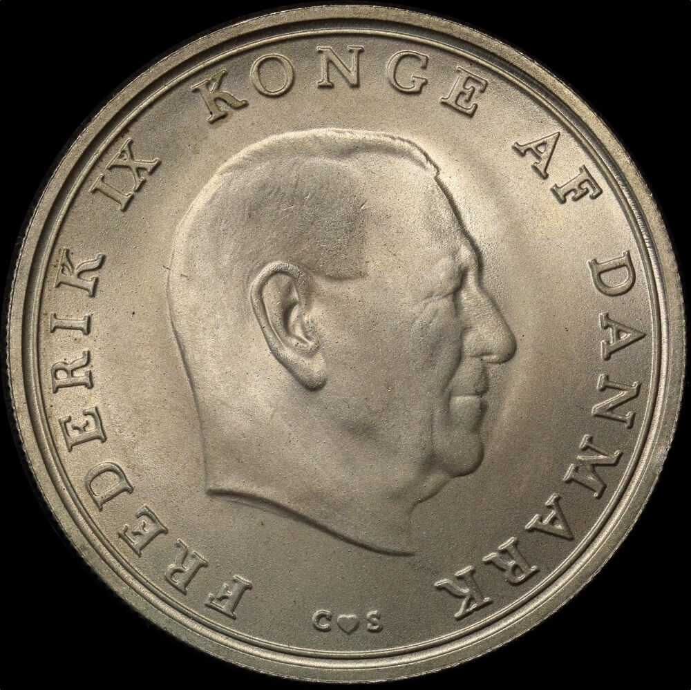 Denmark 1968 Silver 10 Kroner Frederick IX KM#857 Uncirculated product image