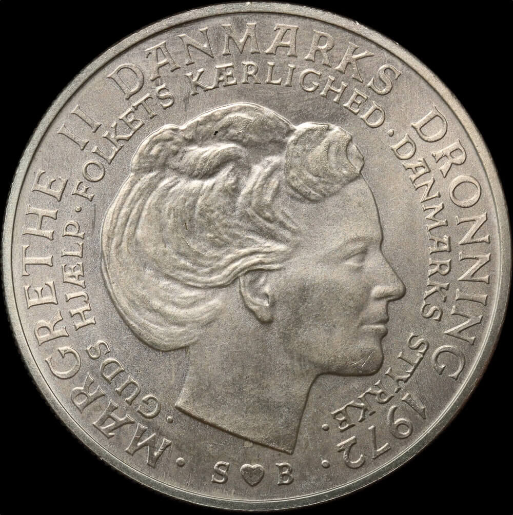 Denmark 1972 Silver 10 Kroner Margrethe II KM#858 Uncirculated product image