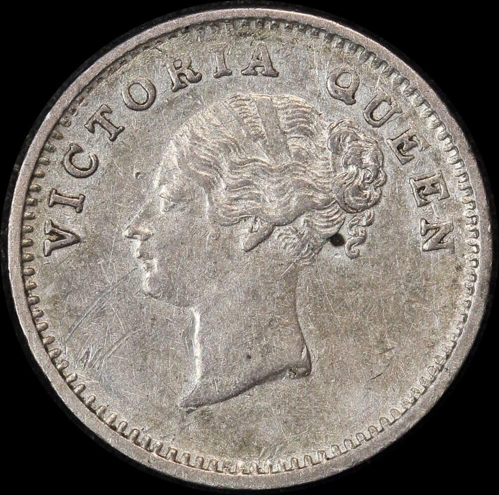 India (British) 1841 Madras Silver 2 Annas KM#459.3 EF product image