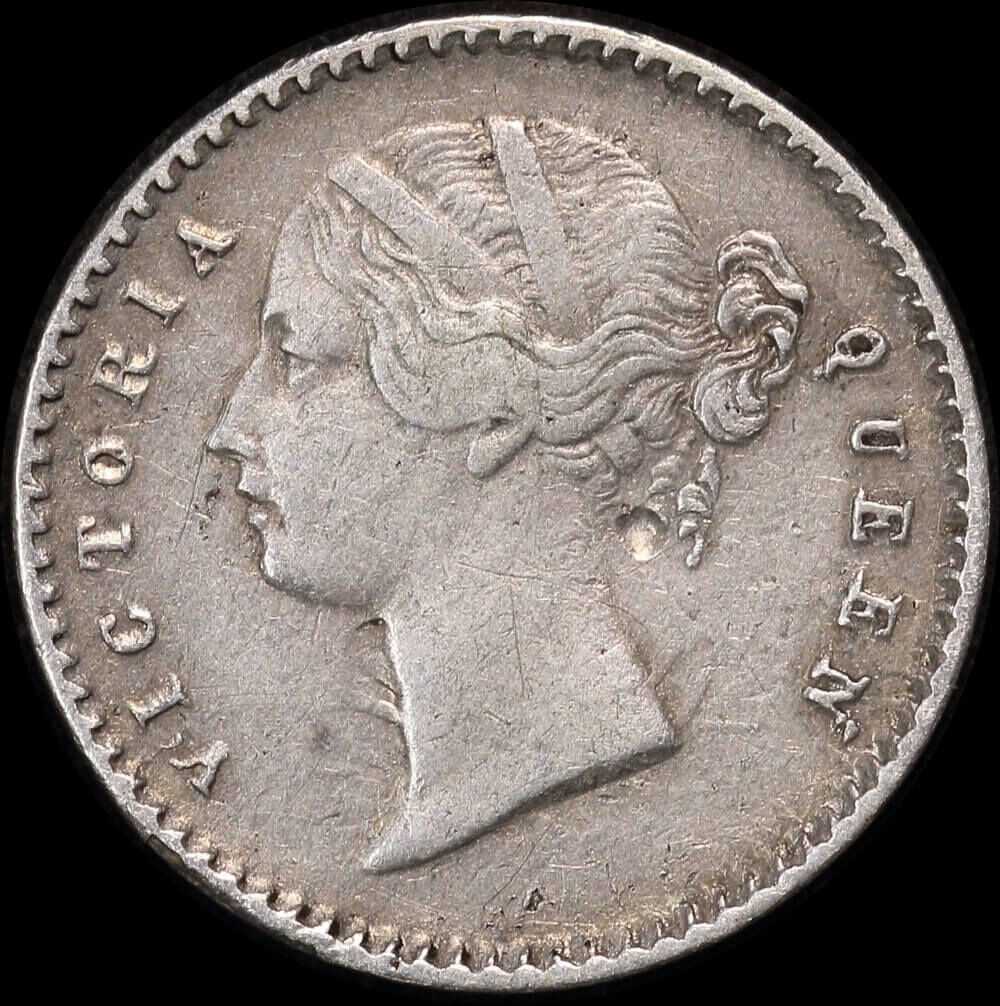 India (British) 1841 Madras Silver 2 Annas KM#460.4 Very Fine product image