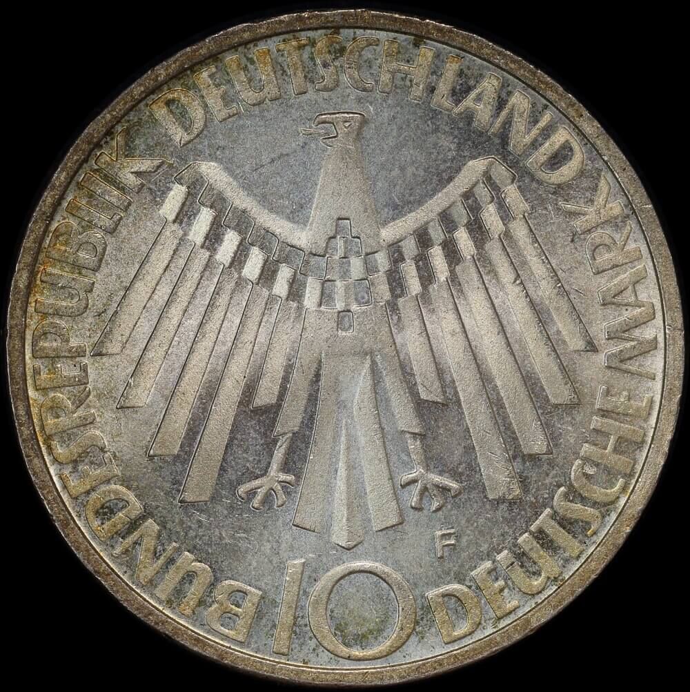 Germany 1972-F Silver 10 Deutsche Mark KM#130 Uncirculated Olympics