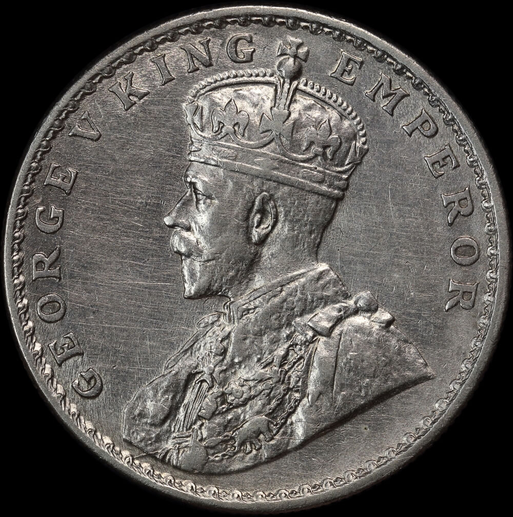 India (British) 1913 Silver 1 Rupee KM#524 GEF product image