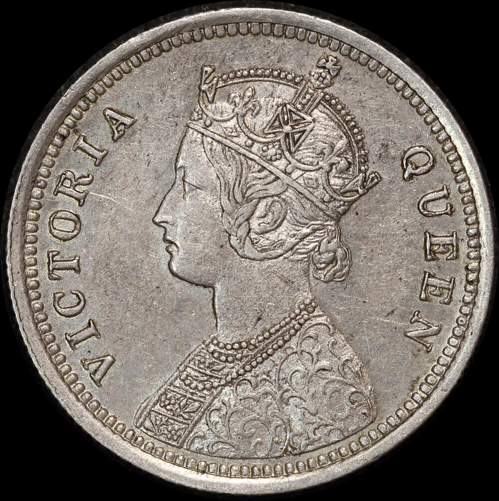 India (British) 1876 Silver 1/4 Rupee KM#470 GEF product image
