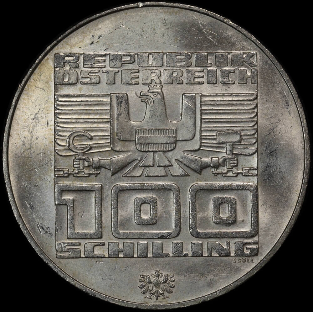 Austria 1976 Silver 100 Schilling KM#2927 Uncirculated product image