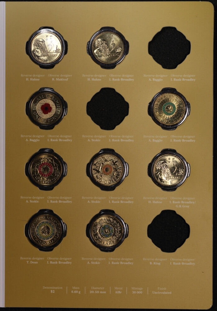 1988 2018 $2 Coin Collection 30th Anniversary Folder Incomplete 