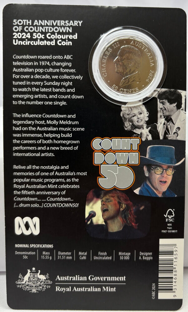 2024 Coloured 50 Cent Uncirculated Coin Countdown