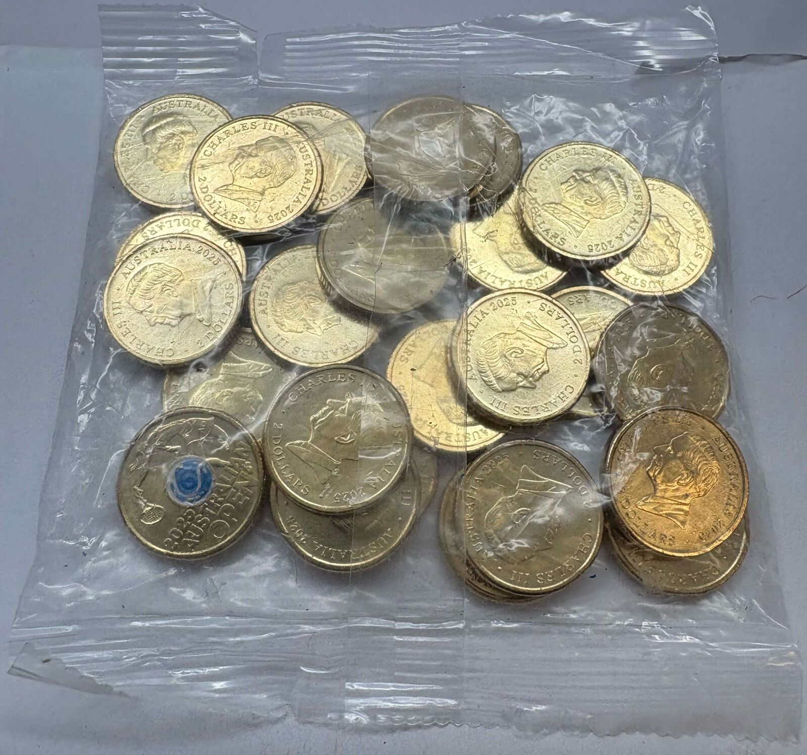 2025 Mint Bag of 25 Coloured $2 Coins Australian Open Women's Tennis Blue