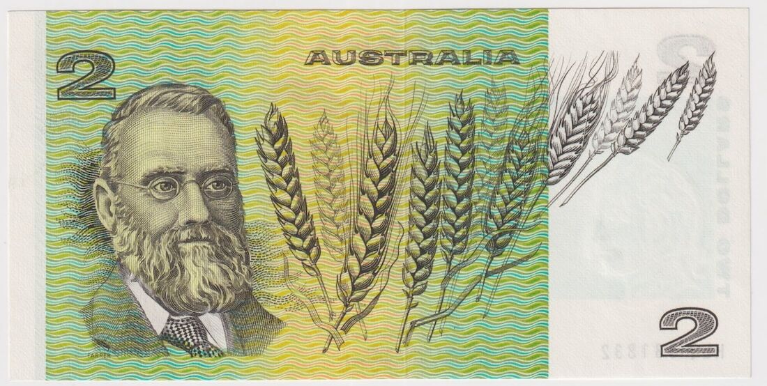 1976 $2 Note Gothic Serials Centre Thread Knight/Wheeler HLQ First Prefix R86aF GEF