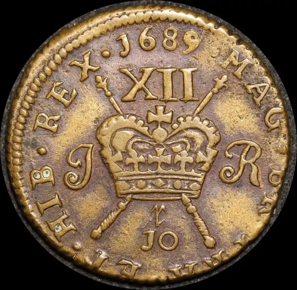 Ireland 1689 December Gunmoney Shilling  S-6581F good VF product image
