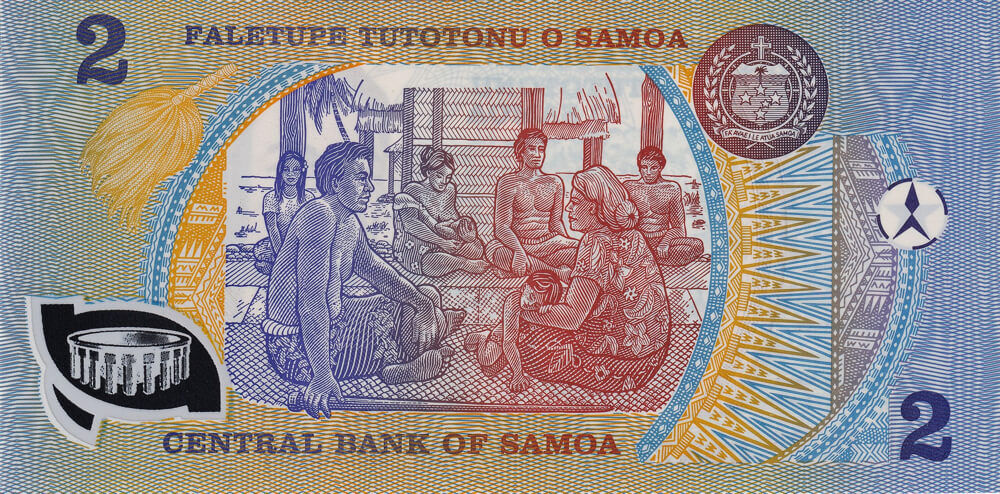 Samoa 1990 2 Tala Uncut Sheet of 14 Notes in Frame Uncirculated