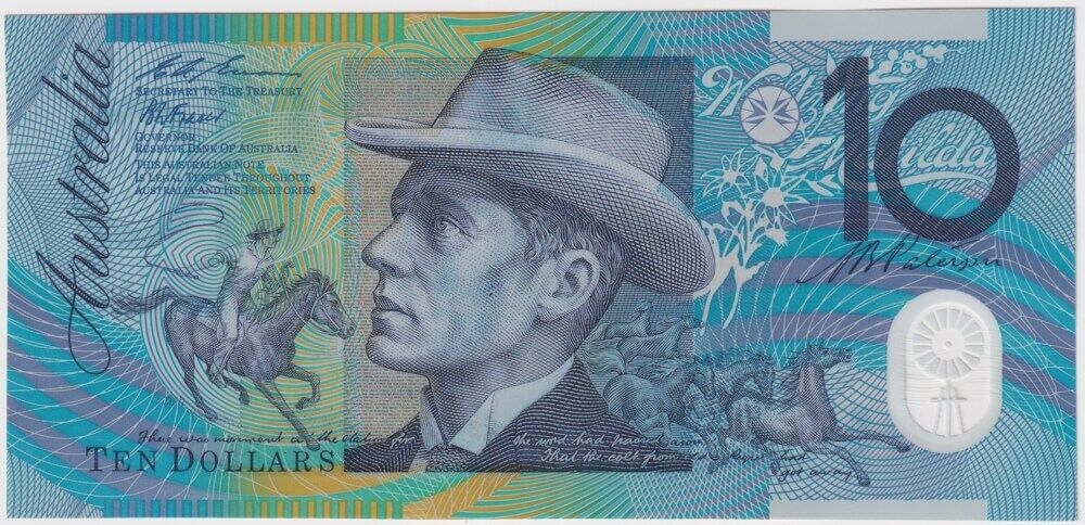 1994 $10 Note Fraser/Evans Blue Dobell DF94 Last Prefix R316biL Uncirculated