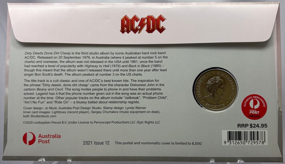 2021 20 Cent PNC AC/DC Dirty Deeds Done Dirt Cheap product image
