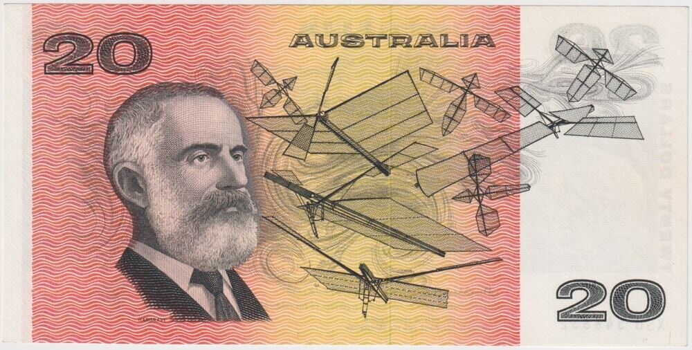 1976 $20 Note Gothic Serials Centre Thread XSU Last Prefix Knight/Wheeler R406aL Uncirculated