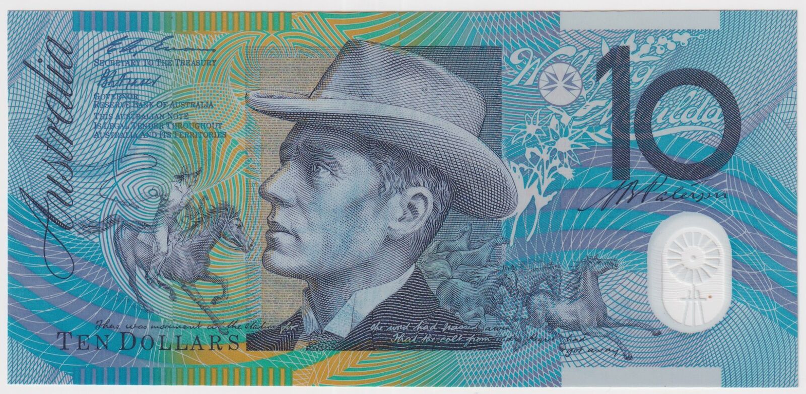 1994 $10 Note Fraser/Evans Blue Dobell AA94 First Prefix R316bF Uncirculated