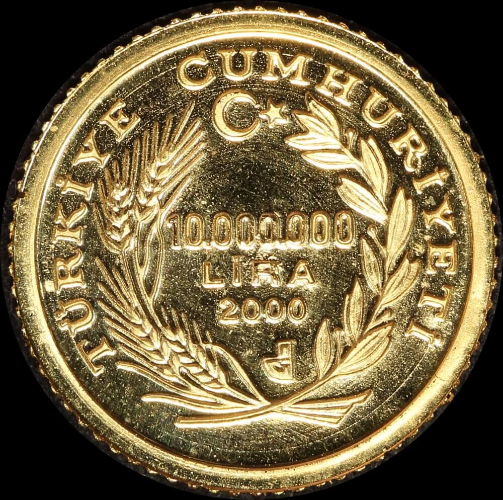 Turkey 2000 Gold Proof 10 Million Lira KM# 1186 Saint Nicholas product image