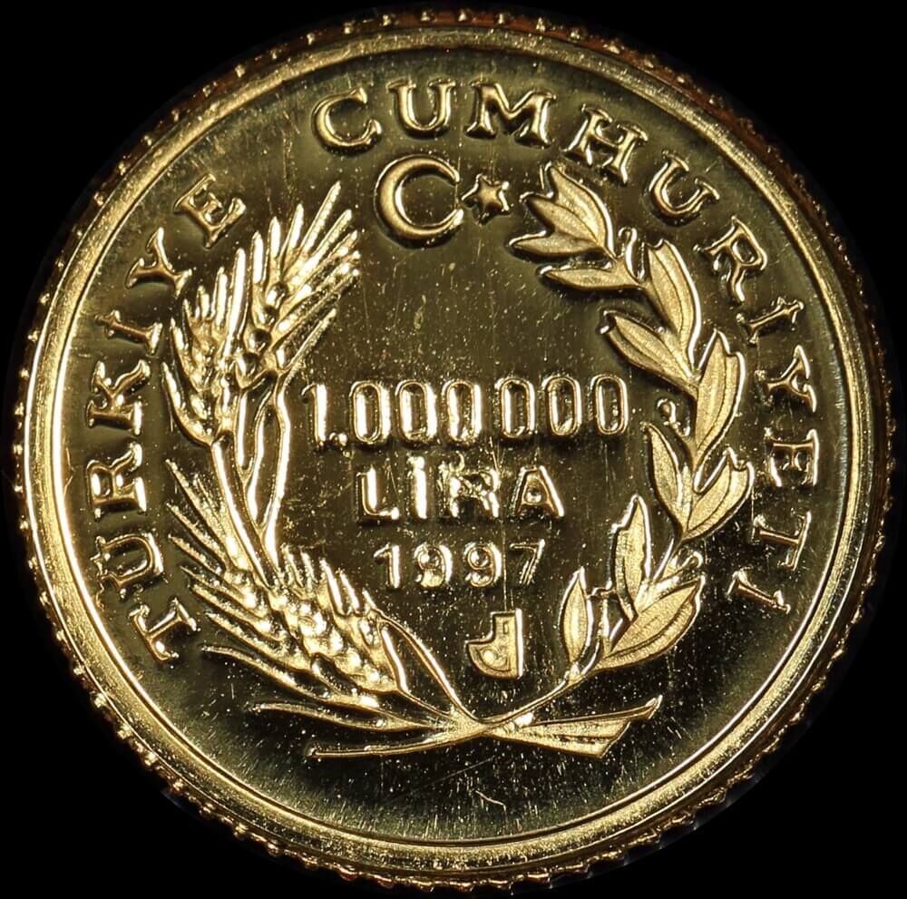 Turkey 1997 Gold Proof 1,000,000 Lira KM# 1066 Kroesus product image
