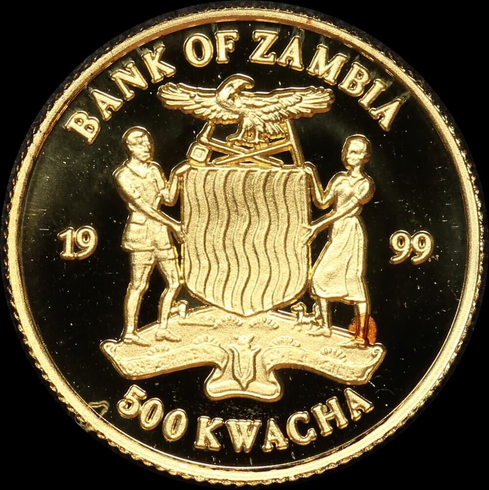 Zambia 1999 Gold Proof 500 Kwacha KM# 182 Dr David Livingstone product image