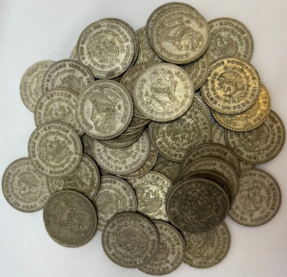 Mexico 1957 1967 Bulk Lot of 50 Silver Peso Coins KM#459 Circulated Condition product image