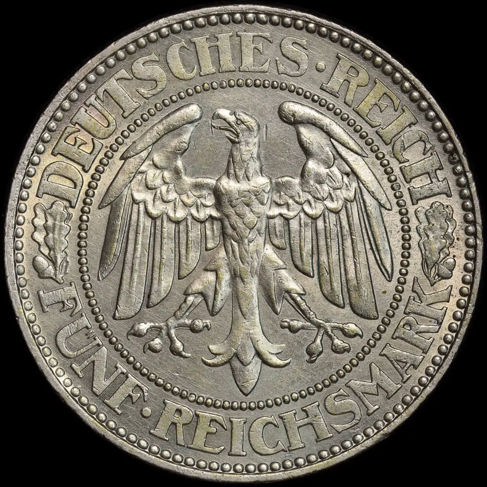 Germany (Weimar Republic) 1927-A Silver 5 Reichsmark KM#56 Uncirculated product image