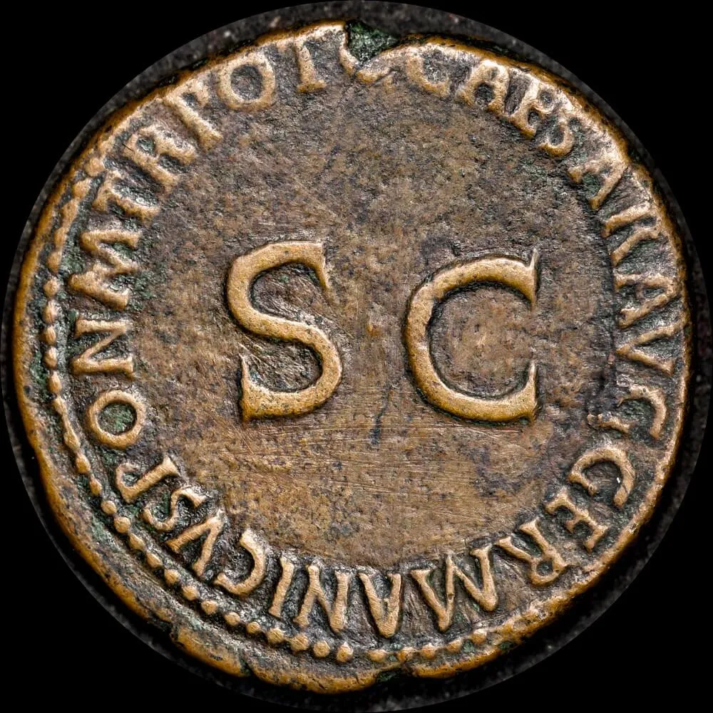 Ancient Rome (Imperial) 37-38 CE Caligula Bronze Dupondius RIC I 35 Very Fine product image