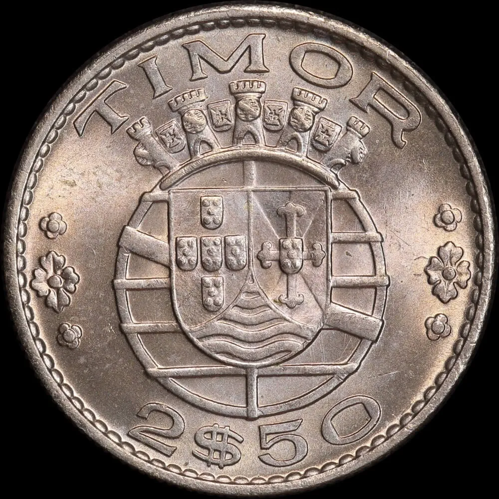 Timor 1970 Copper / Nickel 2.5 Escudos KM# 20 Choice Uncirculated product image