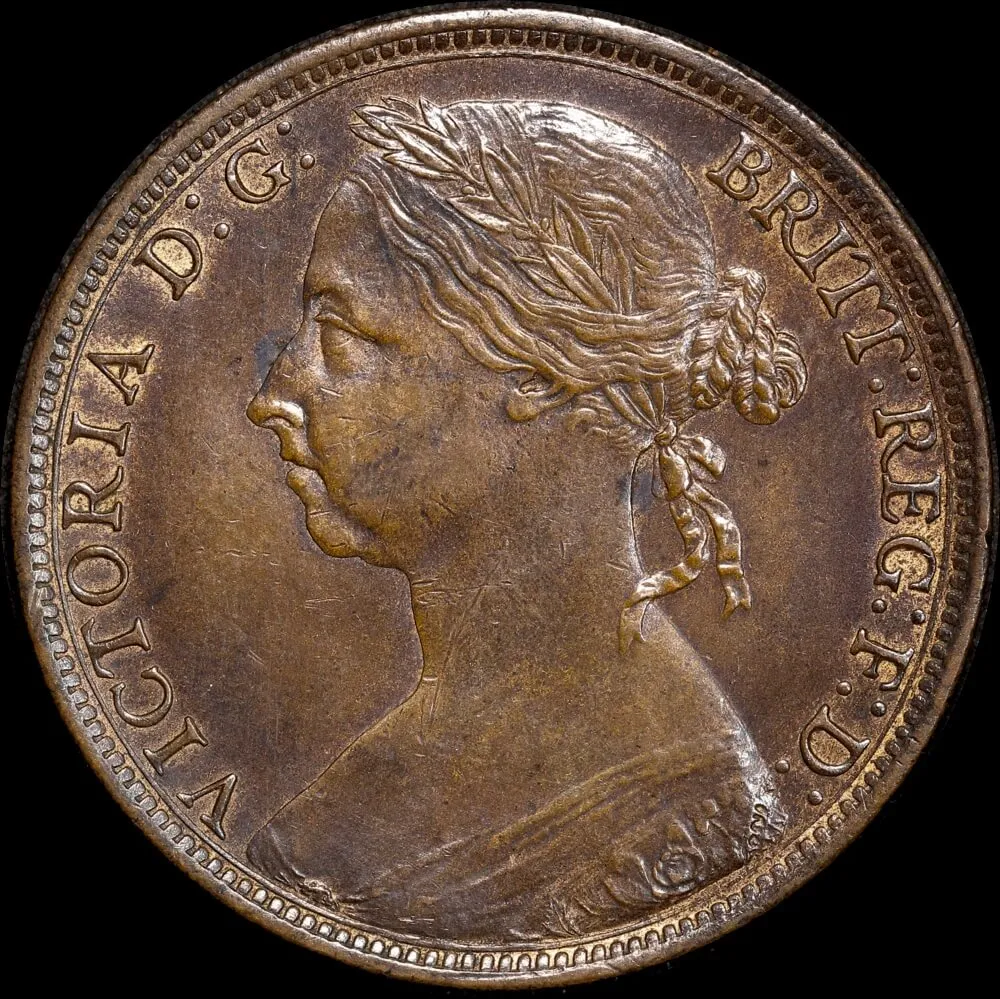 Great Britain 1891 Copper Penny KM# 755 good EF product image