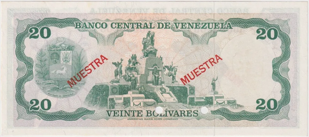 Venezuela 7.6.1977 Specimen 20 Bolivares P# 53s2 Uncirculated product image