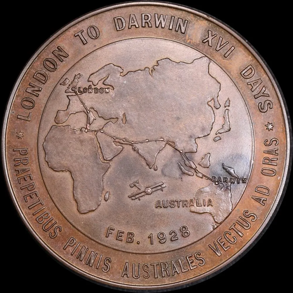 1928 Bronze Commemorative Medal Bert Hinkler London to Darwin Flight