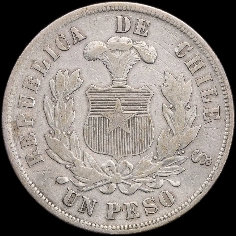 Chile 1878 Silver Peso KM# 142 good VF product image