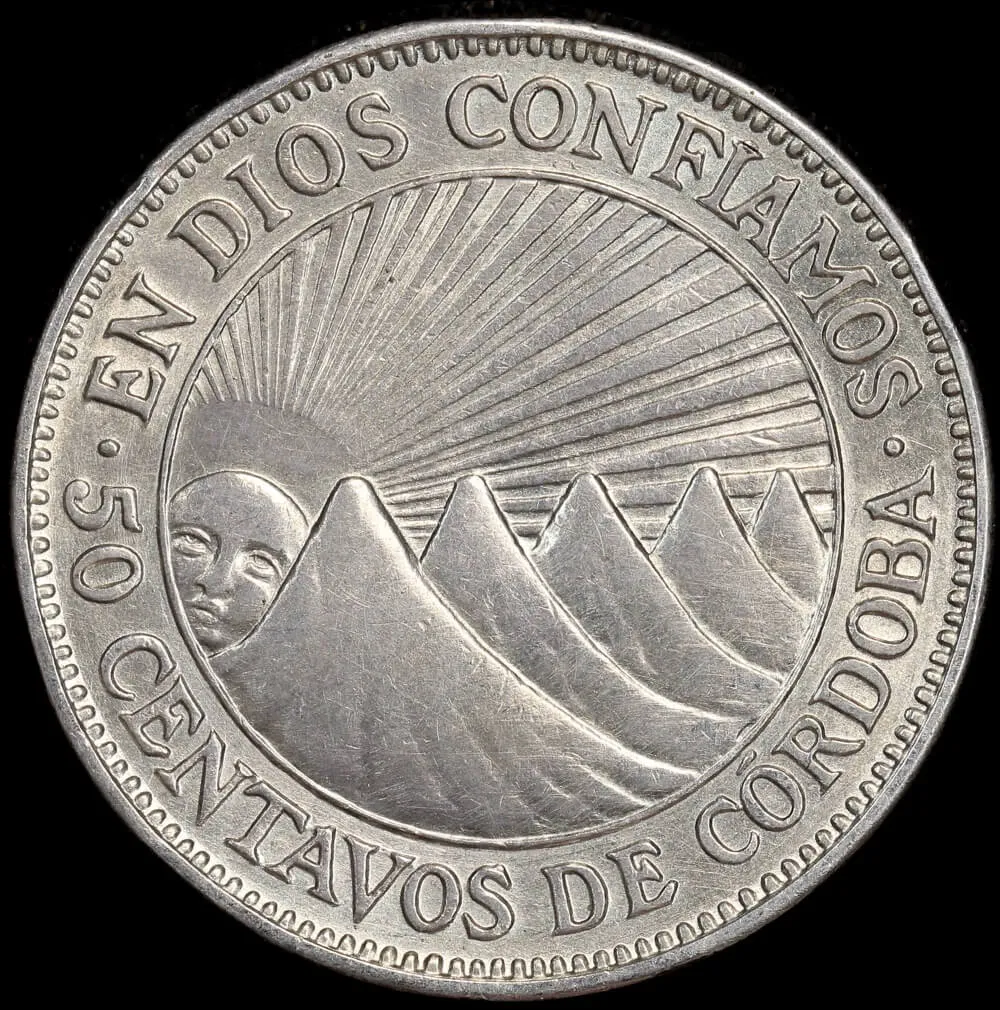 Nicaragua 1929 Silver 50 Centavos KM#15 about Unc product image
