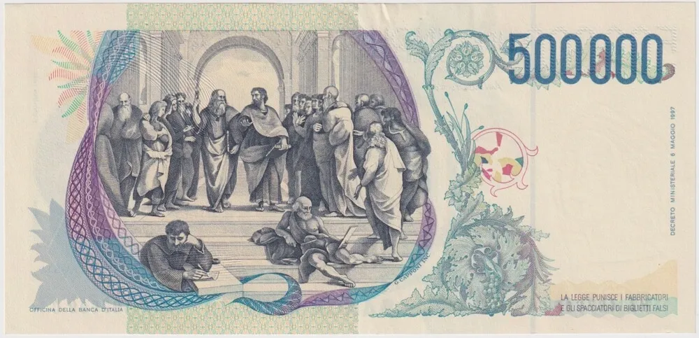 Italy 1997 500,000 Lire (Raffaello) P# 118 about Uncirculated product image