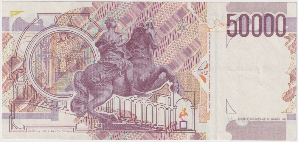 Italy 1992 50,000 Lire (Bernini) P# 116 EF product image