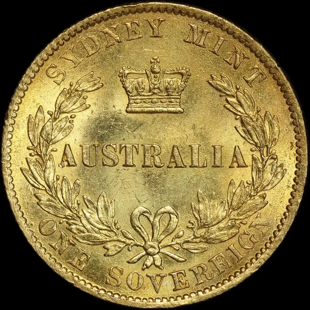 1867 Sydney Mint Type II Sovereign about Uncirculated