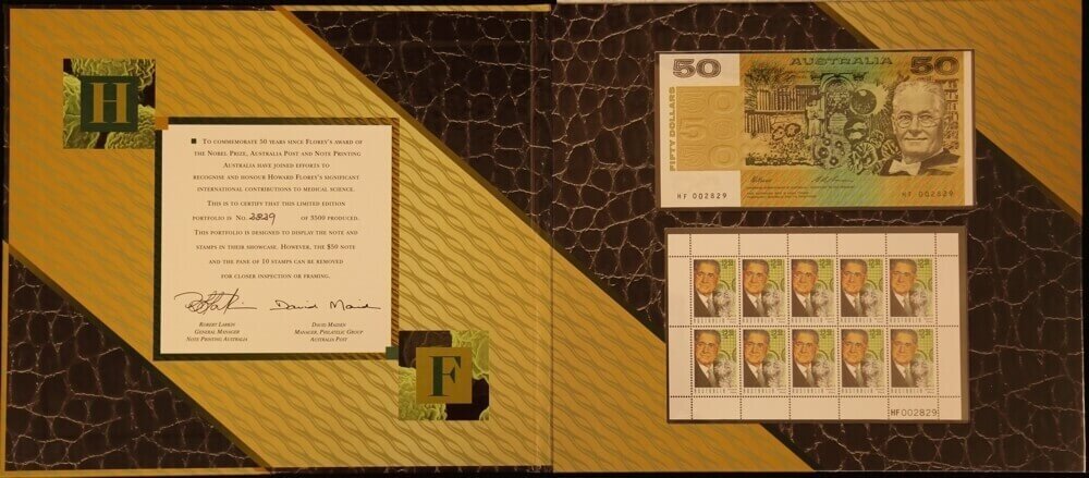 1995 50 Dollar Note & Stamp Set Deluxe Howard Florey