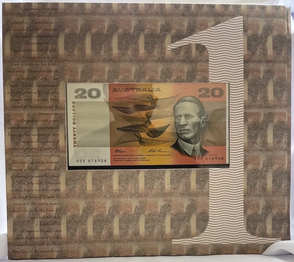 1994 Twenty Dollar Note & Stamp Set Deluxe Hargrave