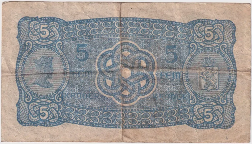 Norway 1914 5 Kroner (Christie Issue) P#7a Fine