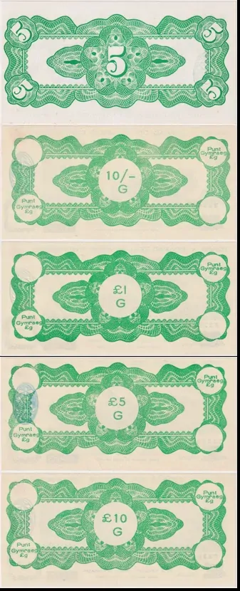 The Welsh Bank Ltd  1969 Five Note Set Castle Notes Series 1 Uncirculated product image