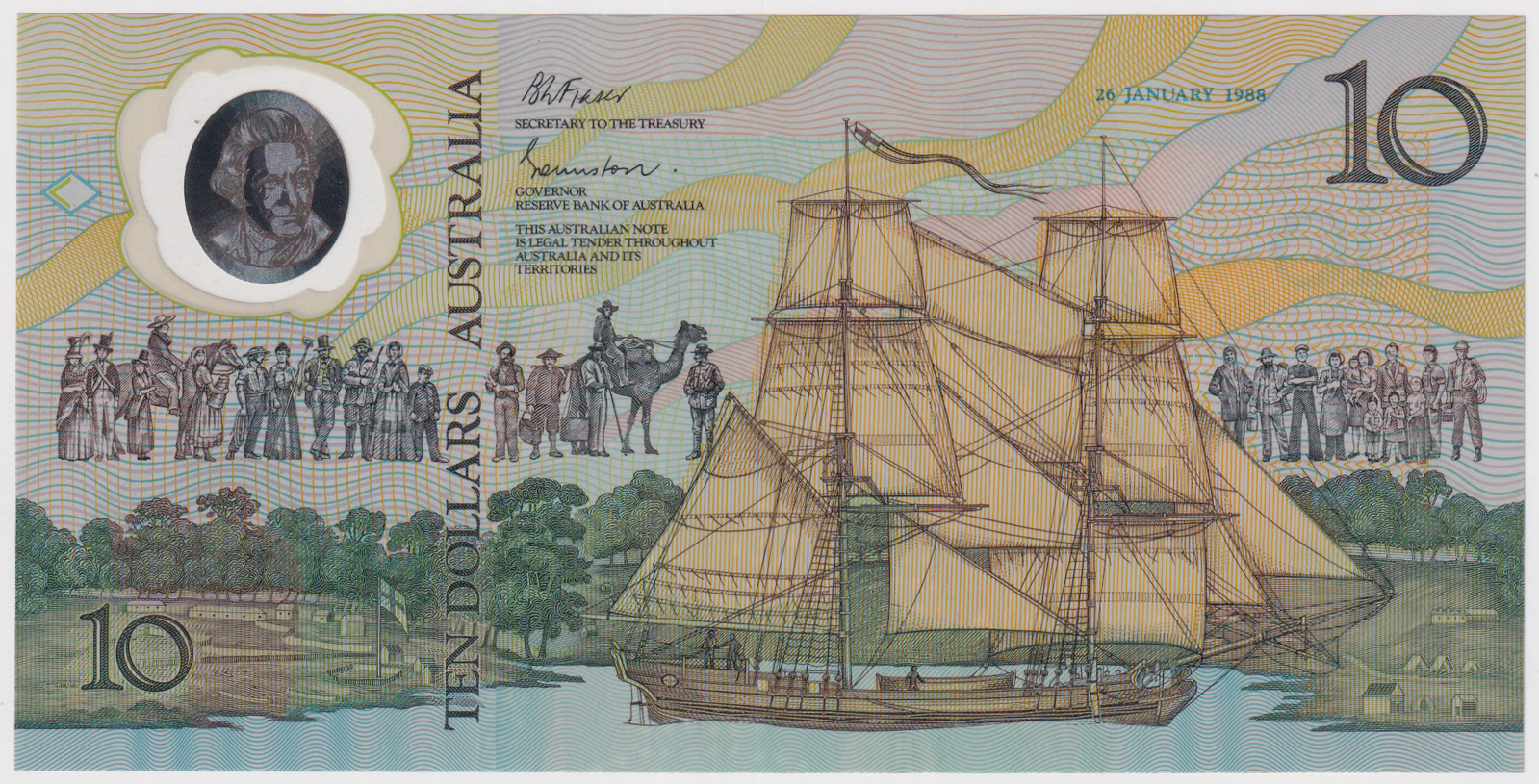Australia 1988 $10 Bicentennial AA Serials P#49a Ex Folder