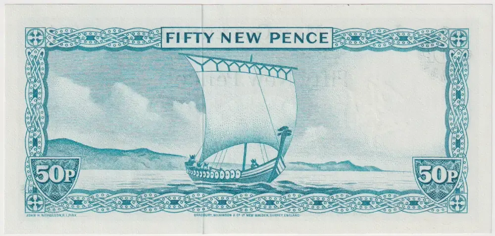 Isle of Man 1969 50 New Pence Pick# 27 Uncirculated