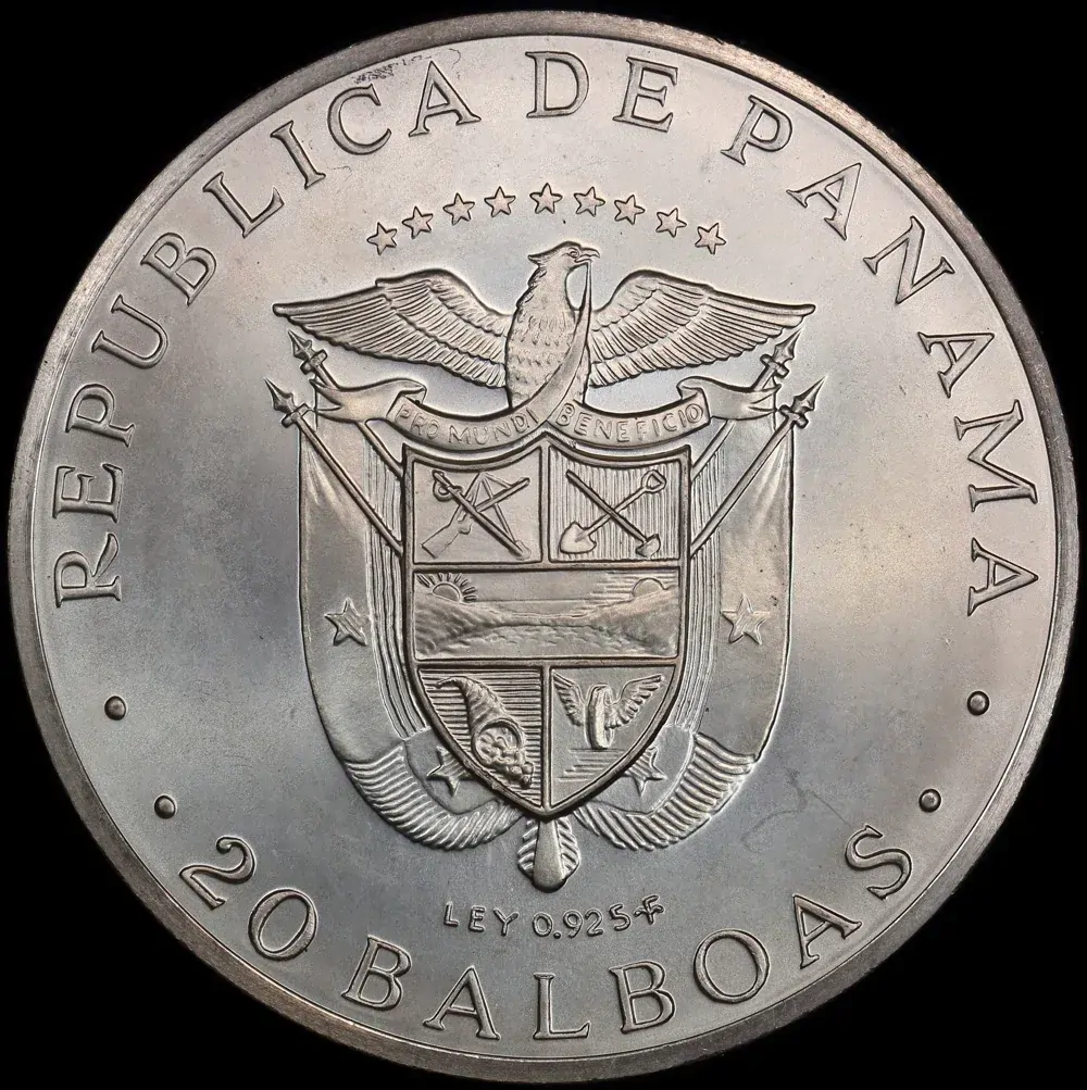 Panama 1971 Silver 20 Balboas 150th Anniversary Independence product image