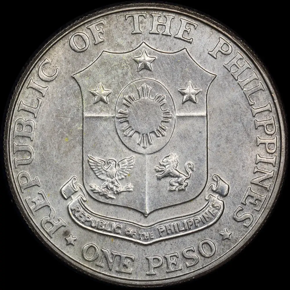 Philippines 1967 Silver 1 Peso KM# 195 Bataan Day Uncirculated product image