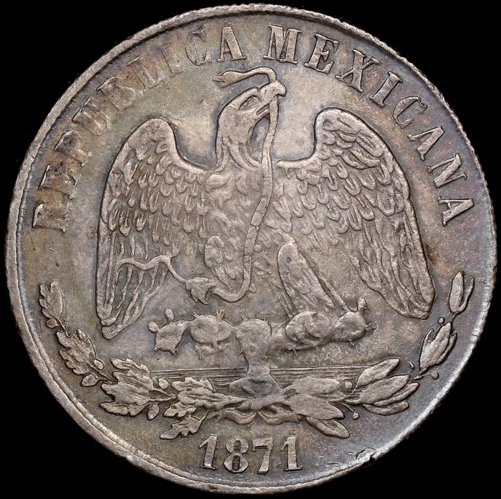 Mexico 1871 CnP Silver Peso KM# 408.1 Uncirculated product image