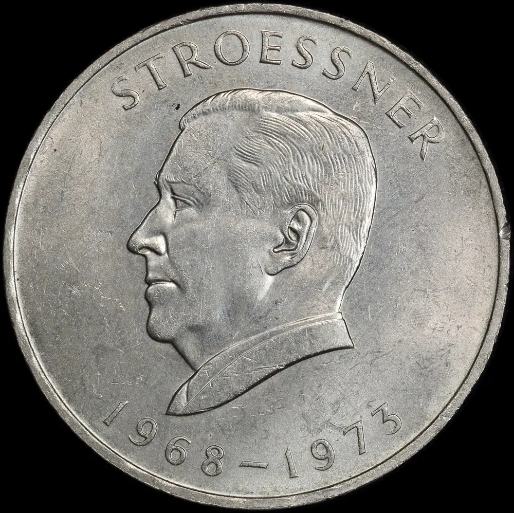 Paraguay 1973 Silver 300 Guaranties KM#29 about Unc product image