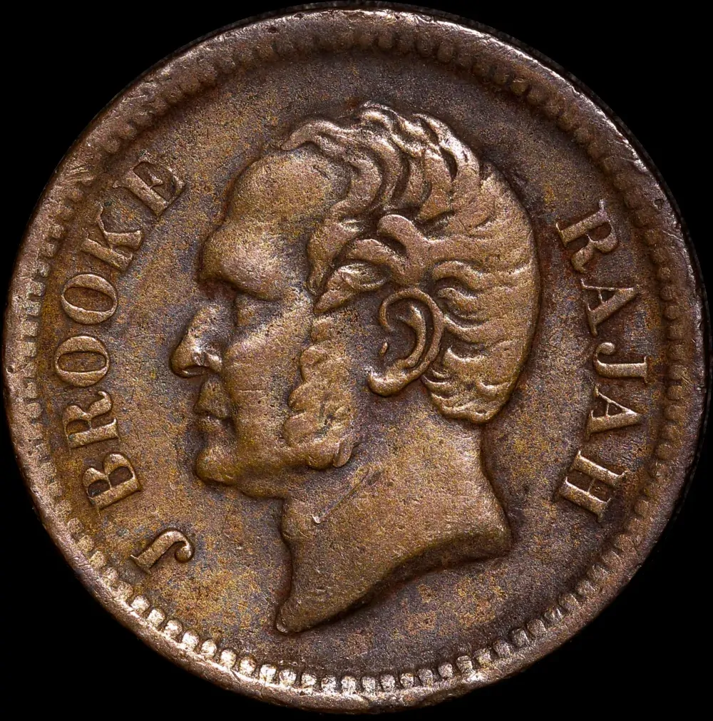 Sarawak 1863 Copper 1/4 Cent KM#1 good VF product image