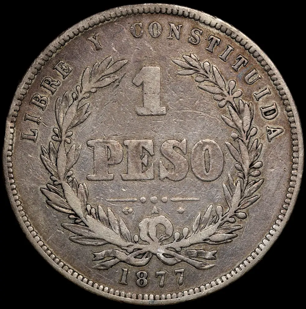 Uruguay 1877 Silver Peso KM# 17 Very Fine product image