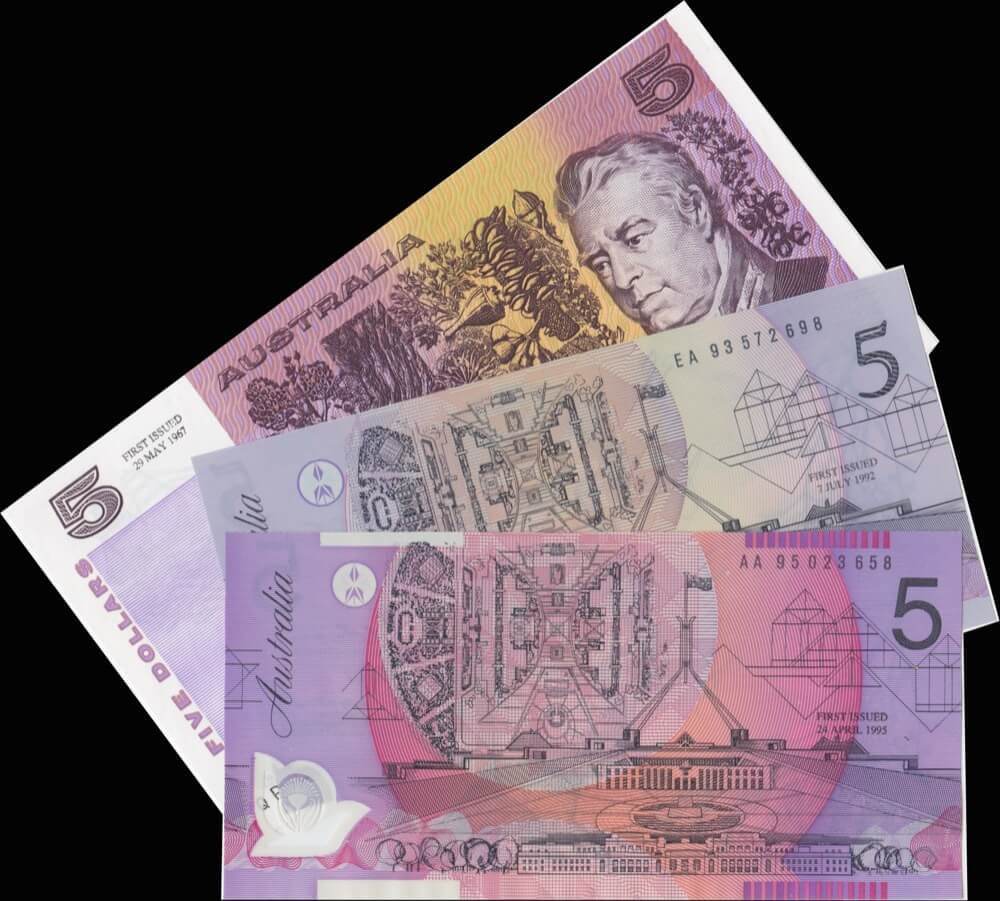 1997 Five Dollar Polymer Banknote Folder Deluxe - Famous Fives