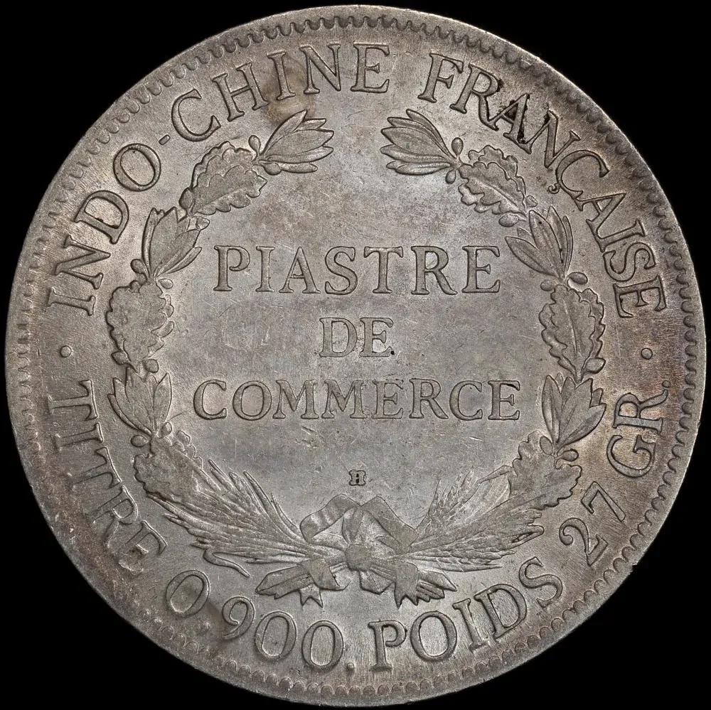 French Indo China 1922 Silver Piastre KM#5a.2 good EF